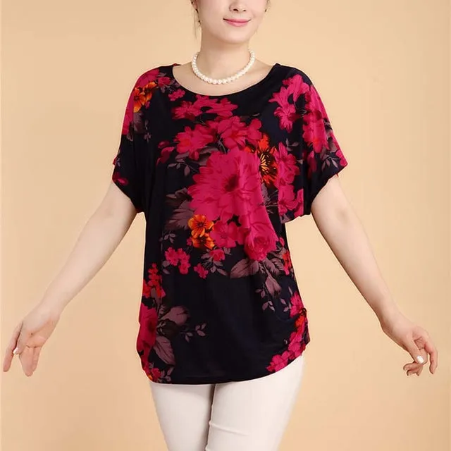 Summer style 2017 women casual blouses flor womens clothing plus size short sleeve floral blusas shirt women blouse shirts tops