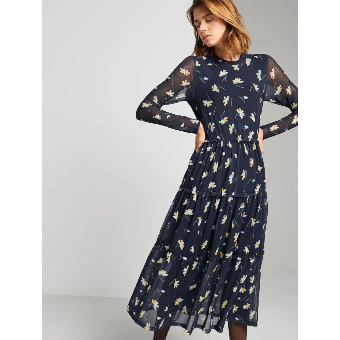 Tom Tailor Floral Navy Chiffon Dress