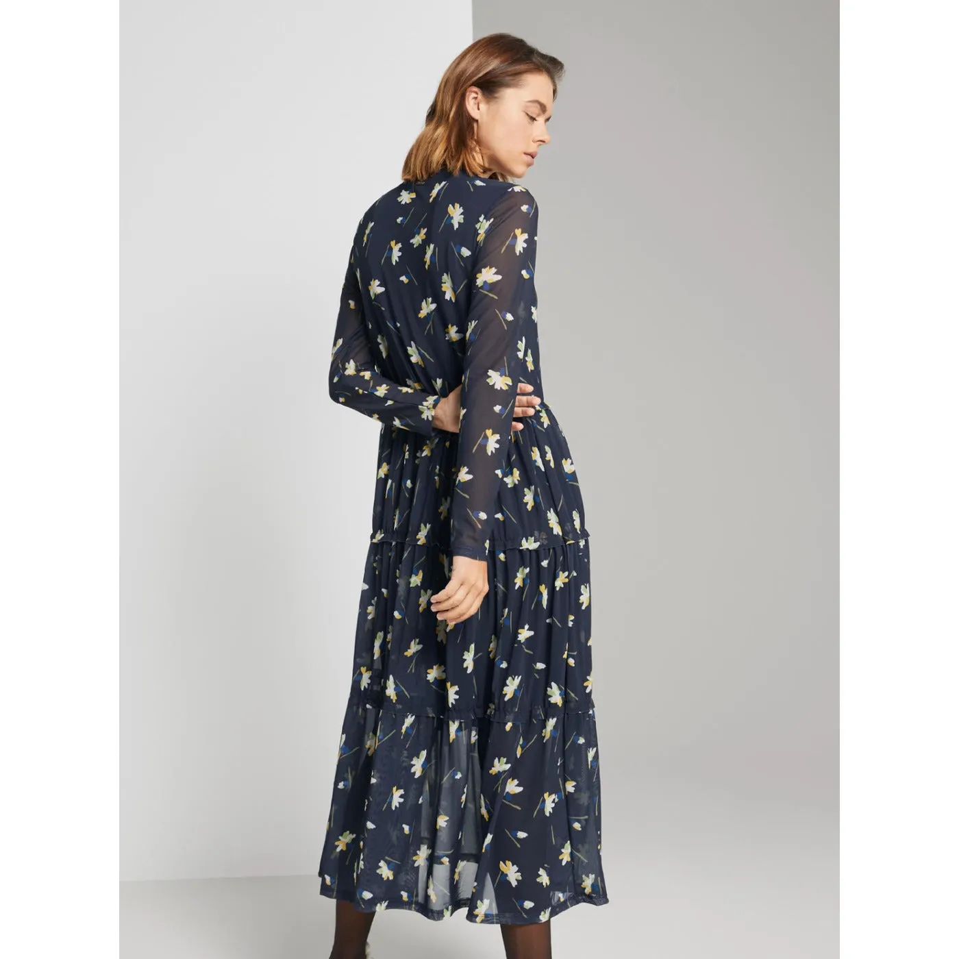 Tom Tailor Floral Navy Chiffon Dress