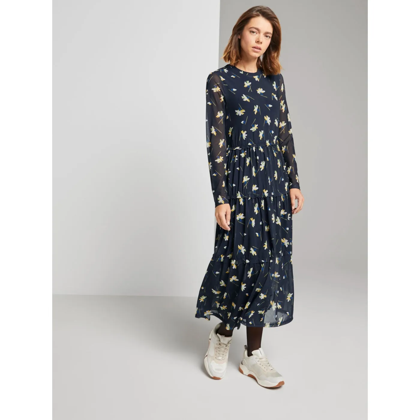 Tom Tailor Floral Navy Chiffon Dress