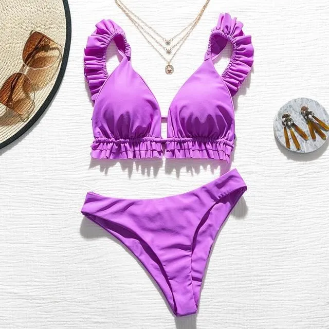 Triangle Ruffle Bikini Set