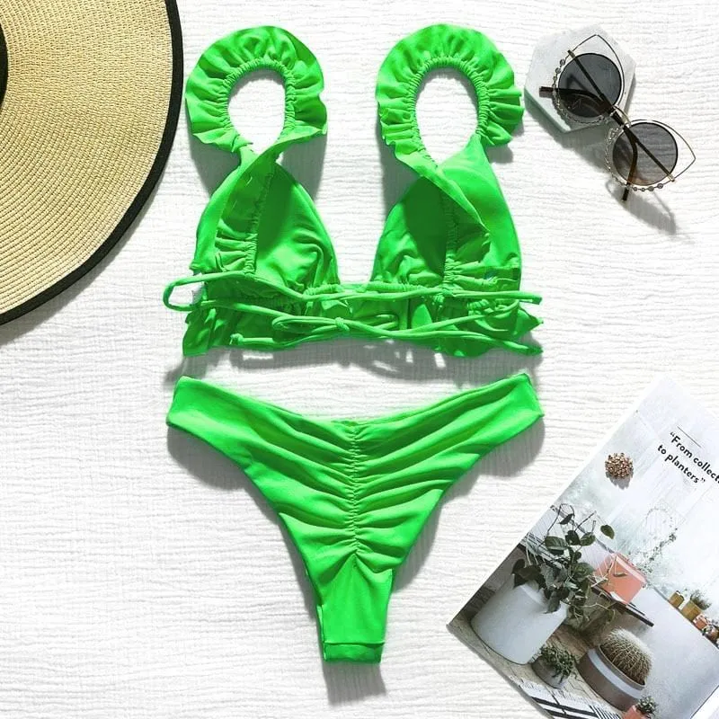 Triangle Ruffle Bikini Set