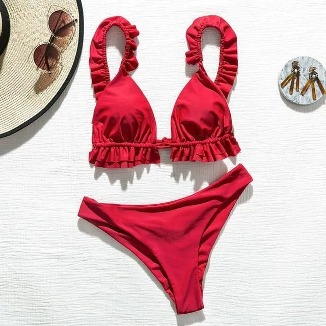 Triangle Ruffle Bikini Set