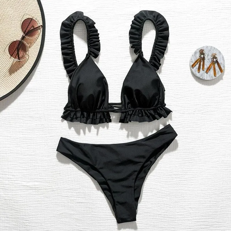 Triangle Ruffle Bikini Set