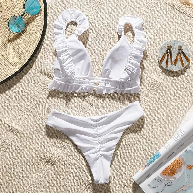 Triangle Ruffle Bikini Set