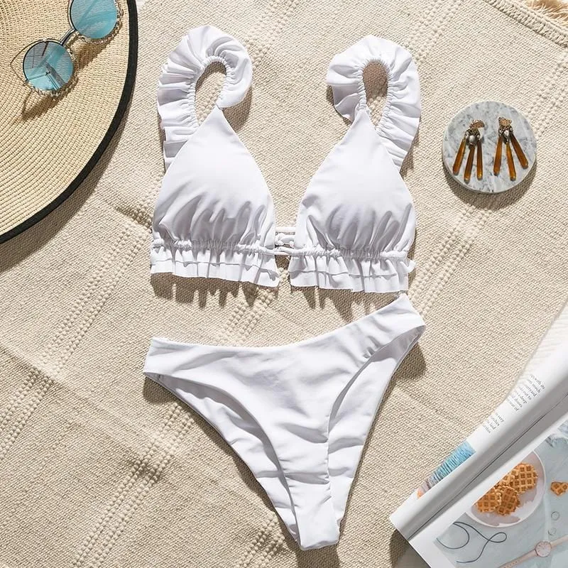 Triangle Ruffle Bikini Set