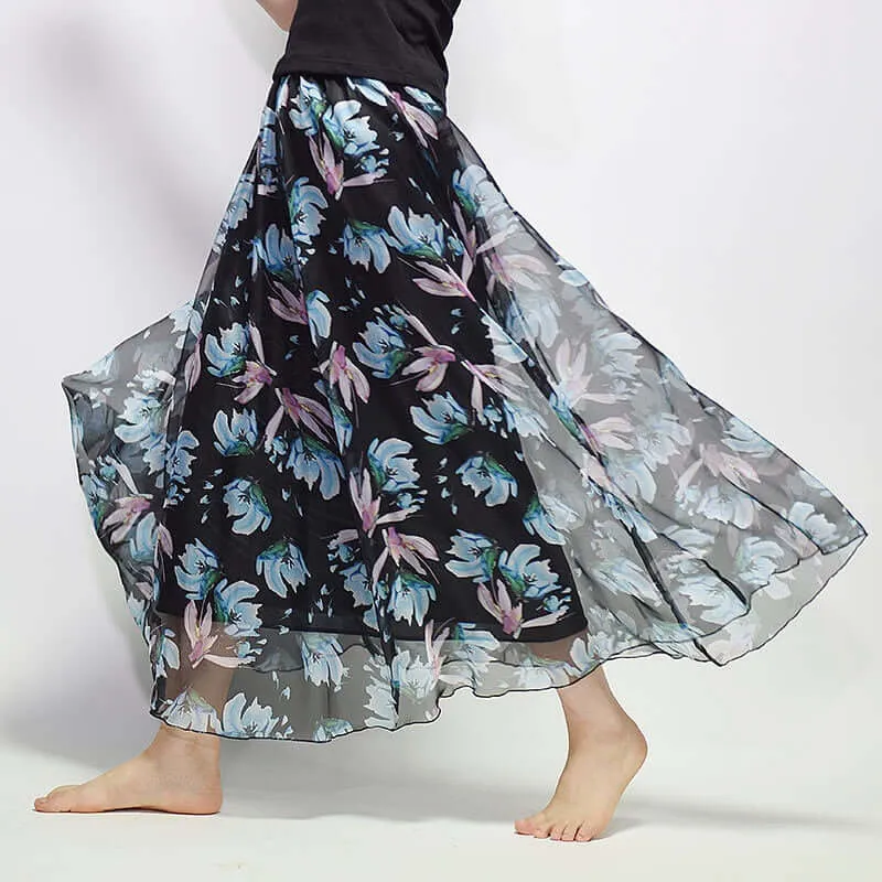 Vintage Bohemian Long Skirts Women Elegant Chiffon Saia Harajuku Beach High Waist Long Skirt Woman Clothes Faldas Tutu Vestidos