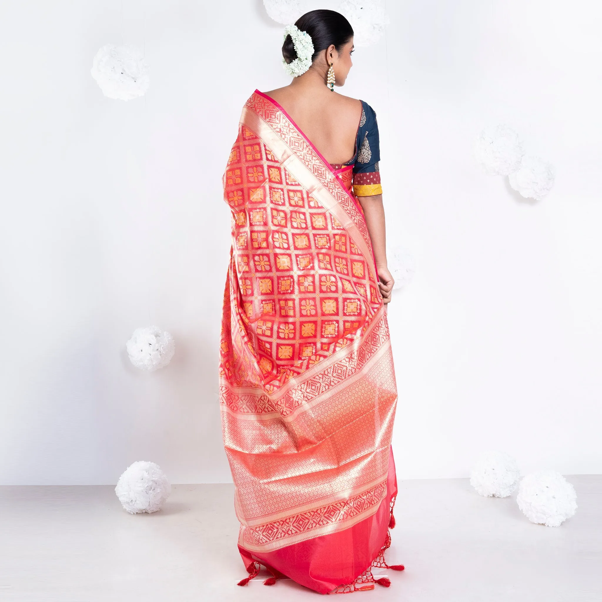 Women Banarasi Patola Saree In Red Color