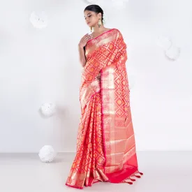 Women Banarasi Patola Saree In Red Color