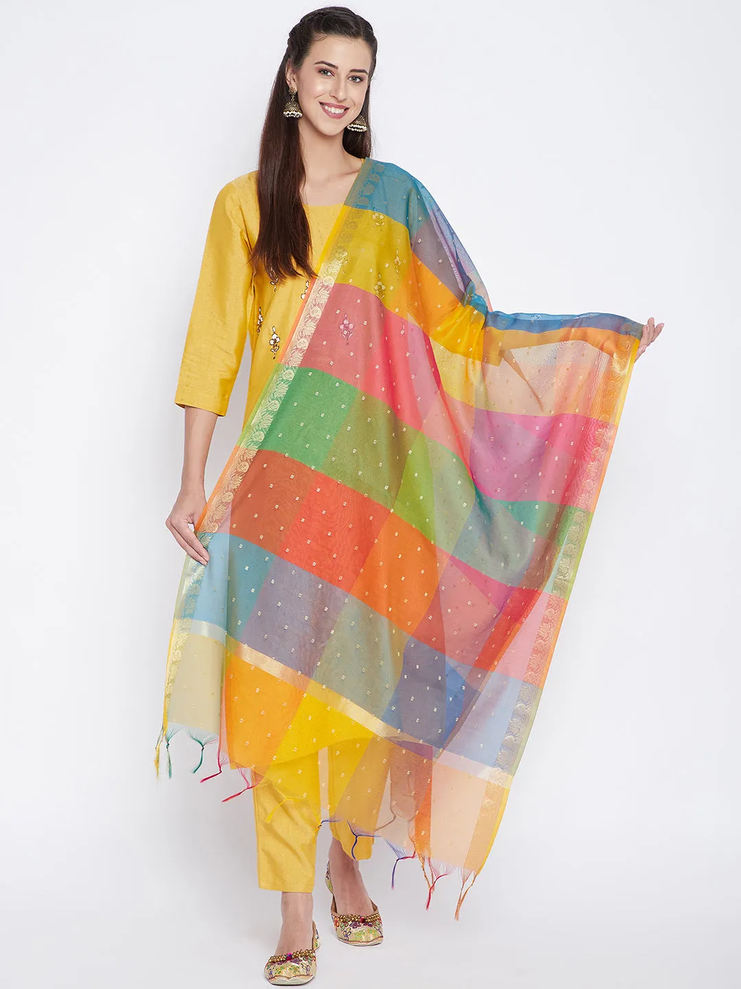 Women Multicolor Self Design Dupatta