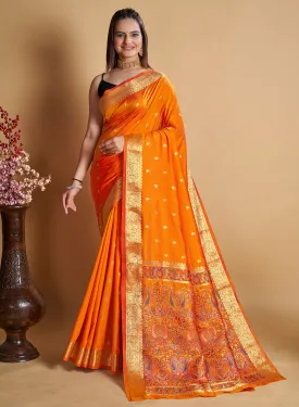 Women Party Wear Designer Yellow Color Banarasi Silk Saree Collection