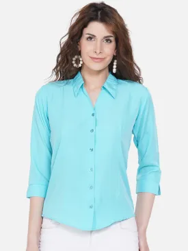 Women Turquoise Blue Casual Shirt