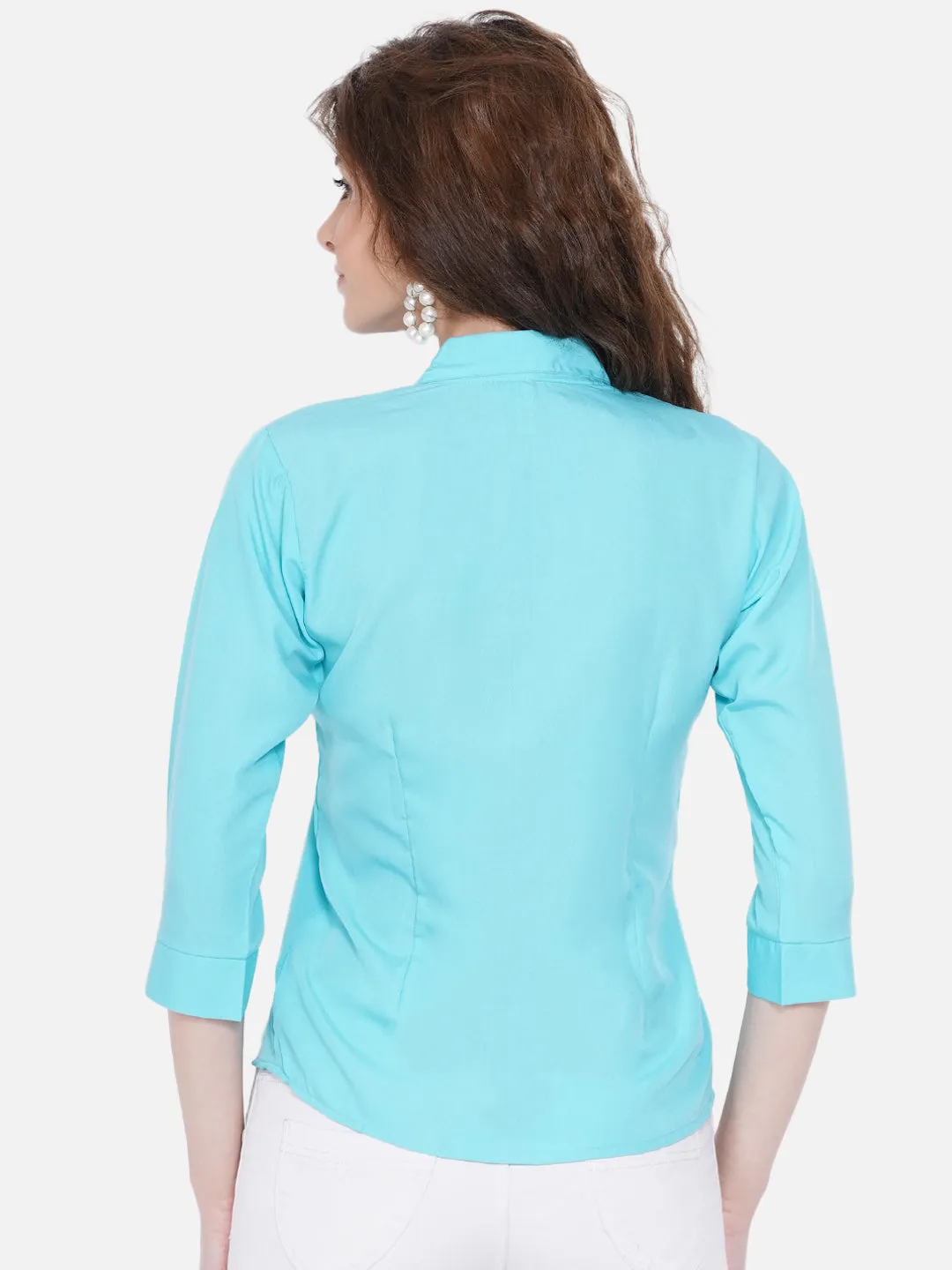 Women Turquoise Blue Casual Shirt