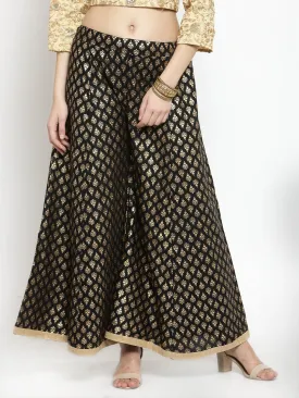 Women'S Black Printed Rayon Sharara