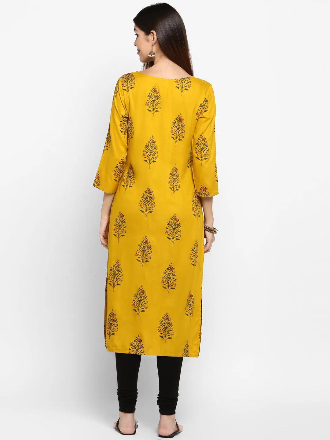 Women'S Yellow Color Rayon Straight Kurta  (1Pc)