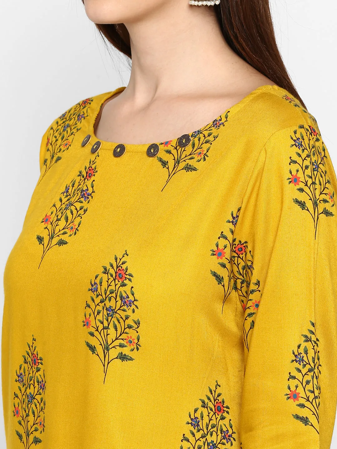 Women'S Yellow Color Rayon Straight Kurta  (1Pc)