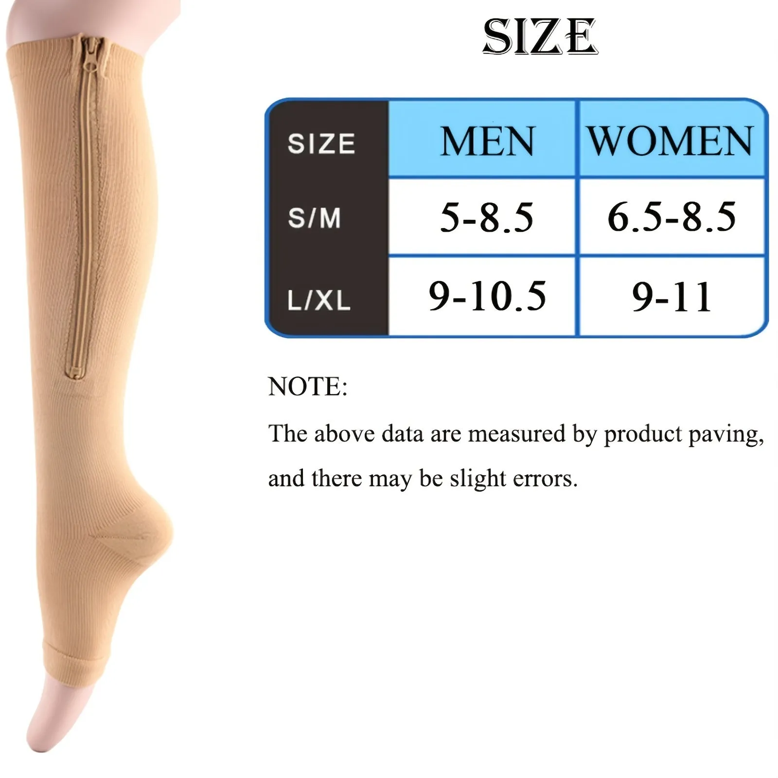 Zippered Compression Socks for Swelling Relief  Men  Women