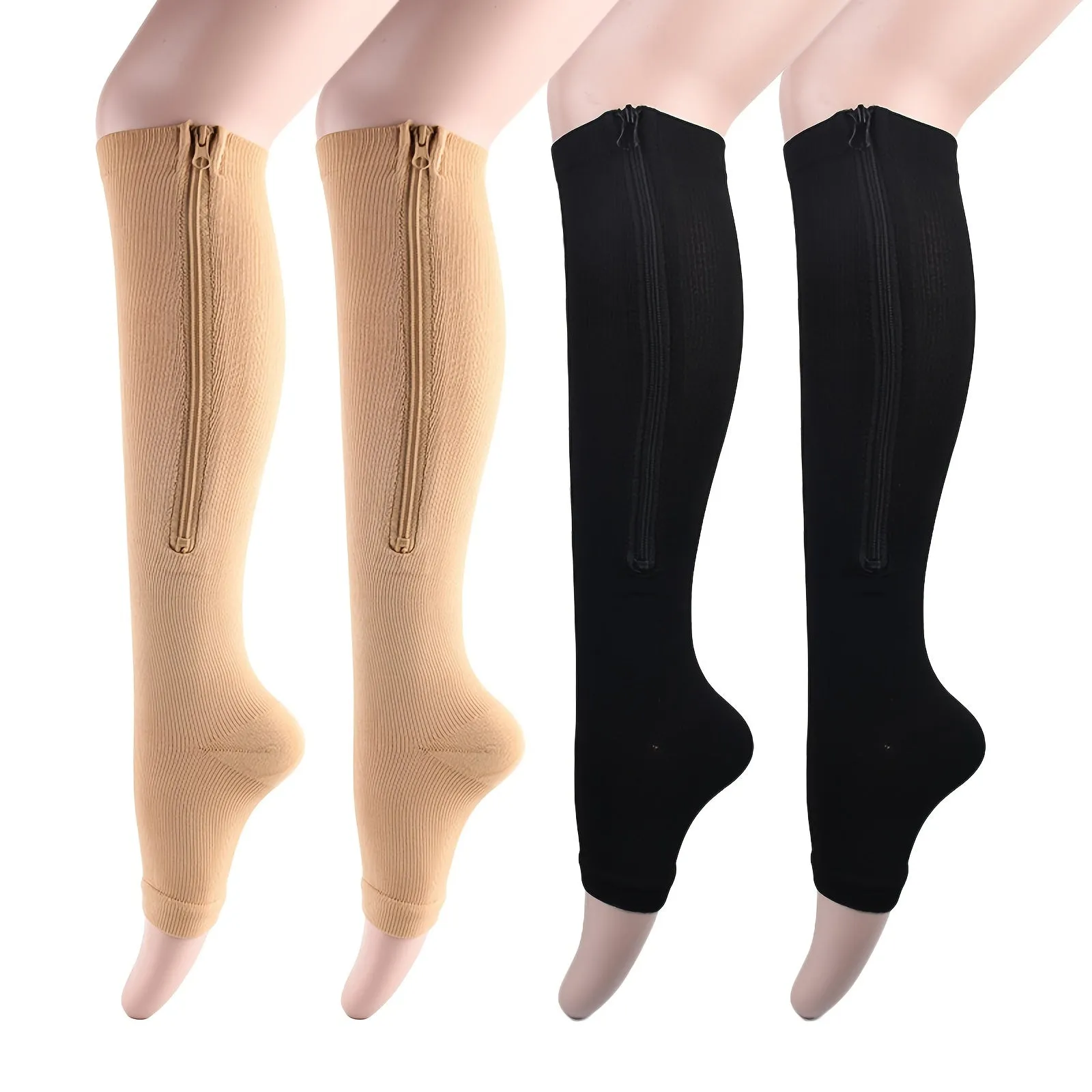 Zippered Compression Socks for Swelling Relief  Men  Women