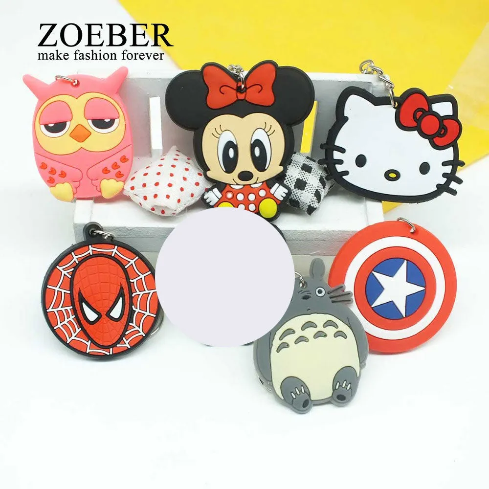 Zoeber Anime Cartoon PVC Keychain cute bunny captain Marvel owl KT Key Cover For Women  key chain keyring bag phone straps chain