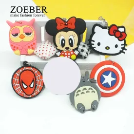 Zoeber Anime Cartoon PVC Keychain cute bunny captain Marvel owl KT Key Cover For Women  key chain keyring bag phone straps chain